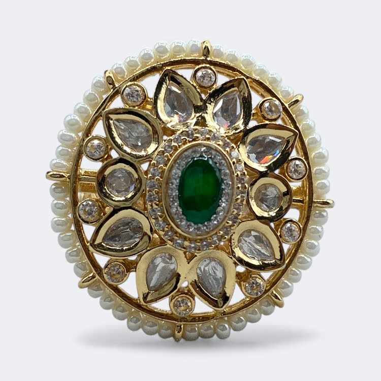 Karva Chauth Kundan Finger Ring - detail