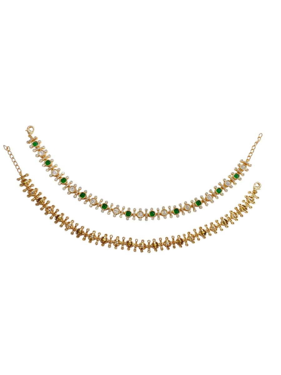 Festive Green Kundan Payal