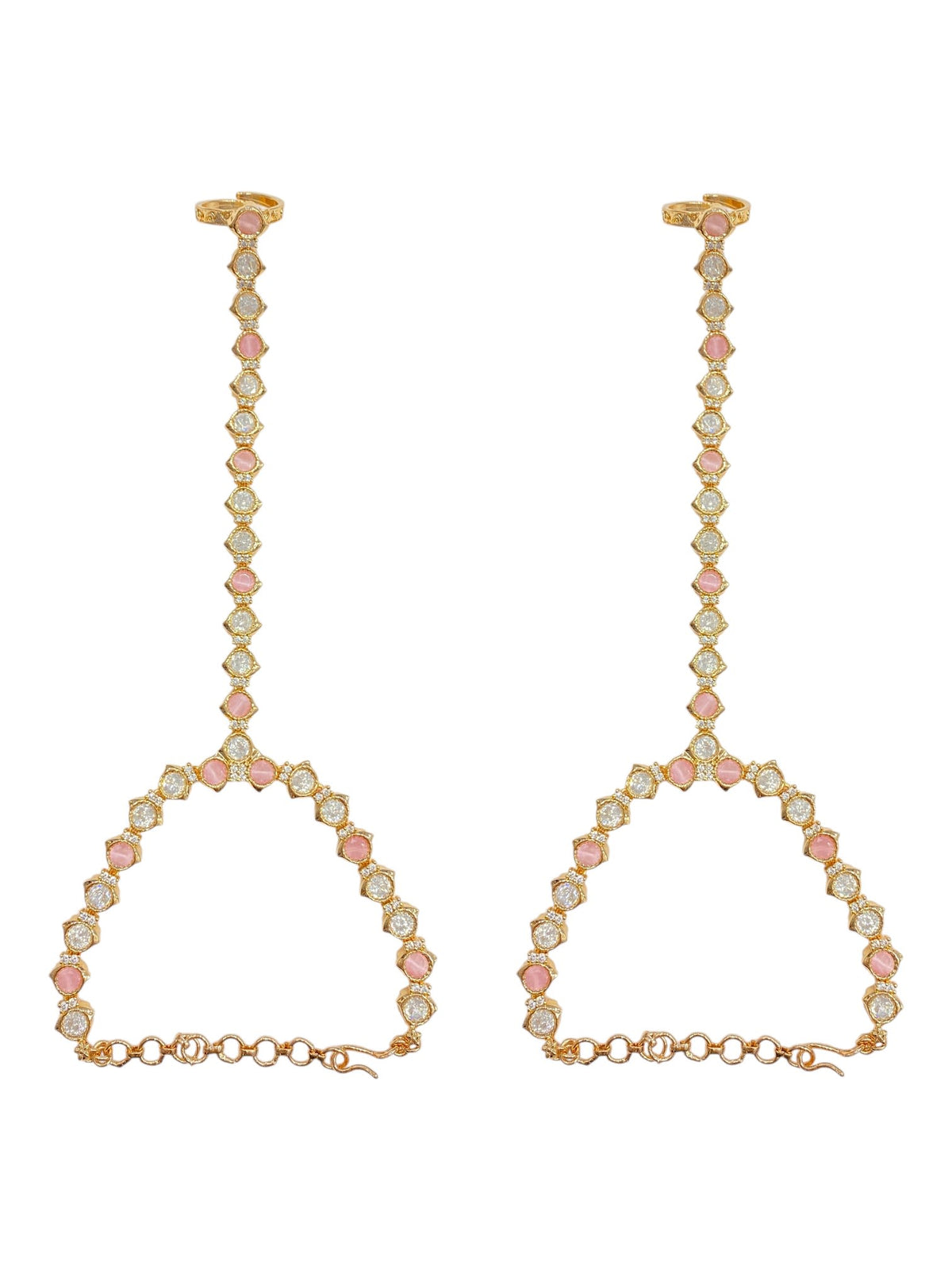 Pink Elegance Kundan Hathphool