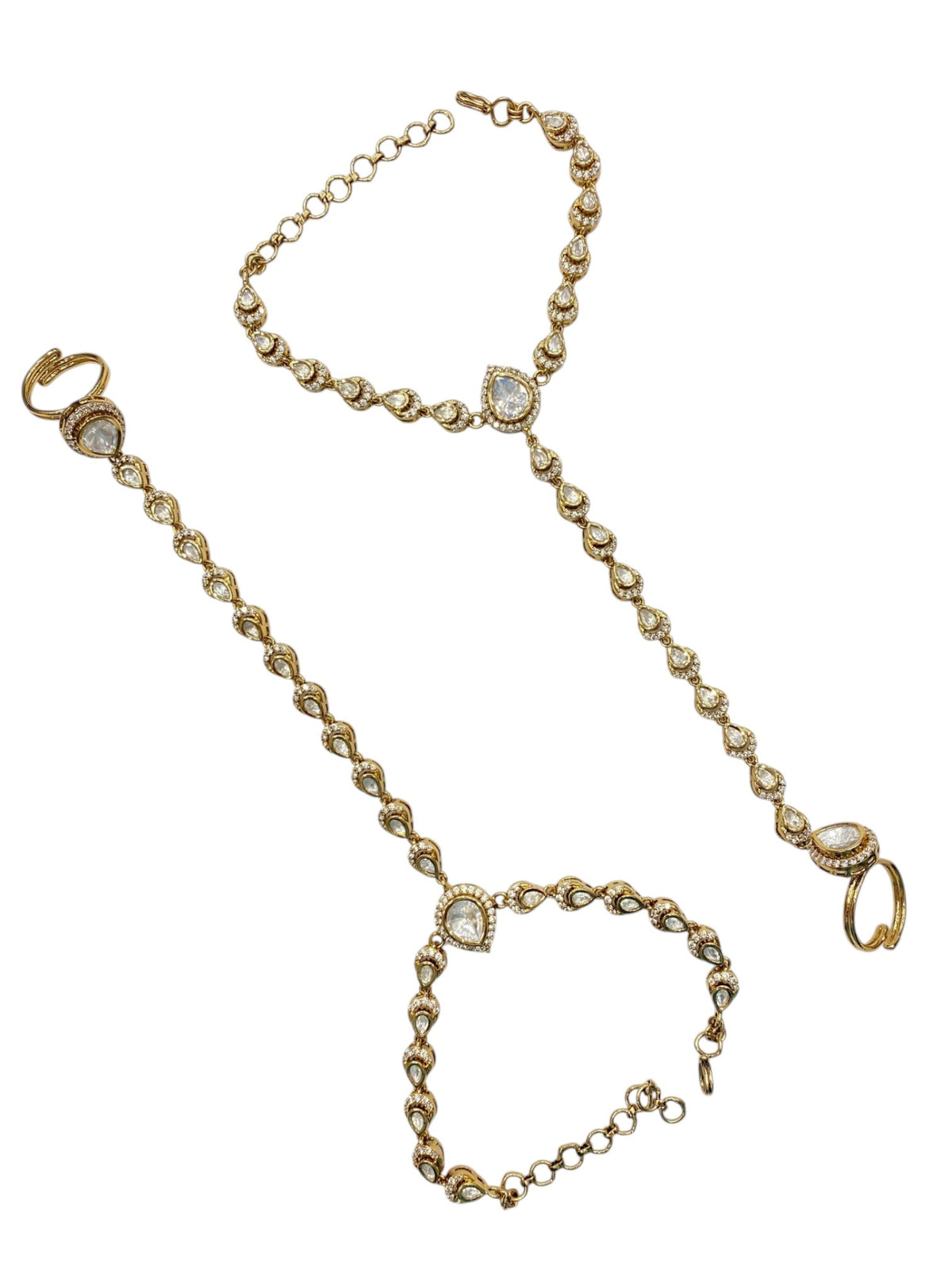Elegant Shine White Hathphool - Antique Gold Finish