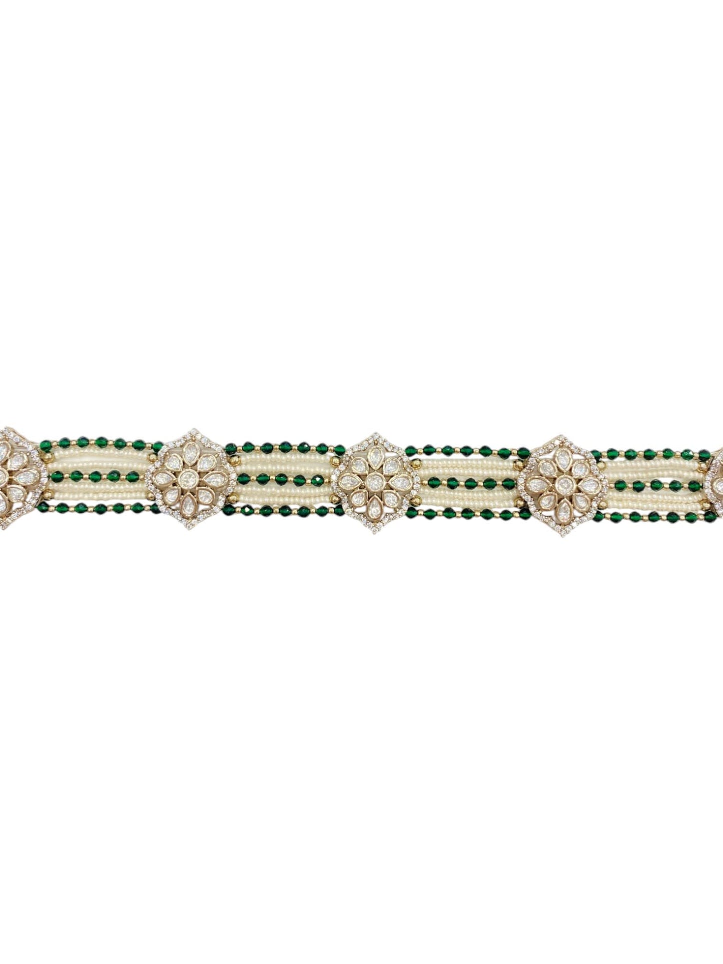 Emerald Pearl Polki Sheesh Patti