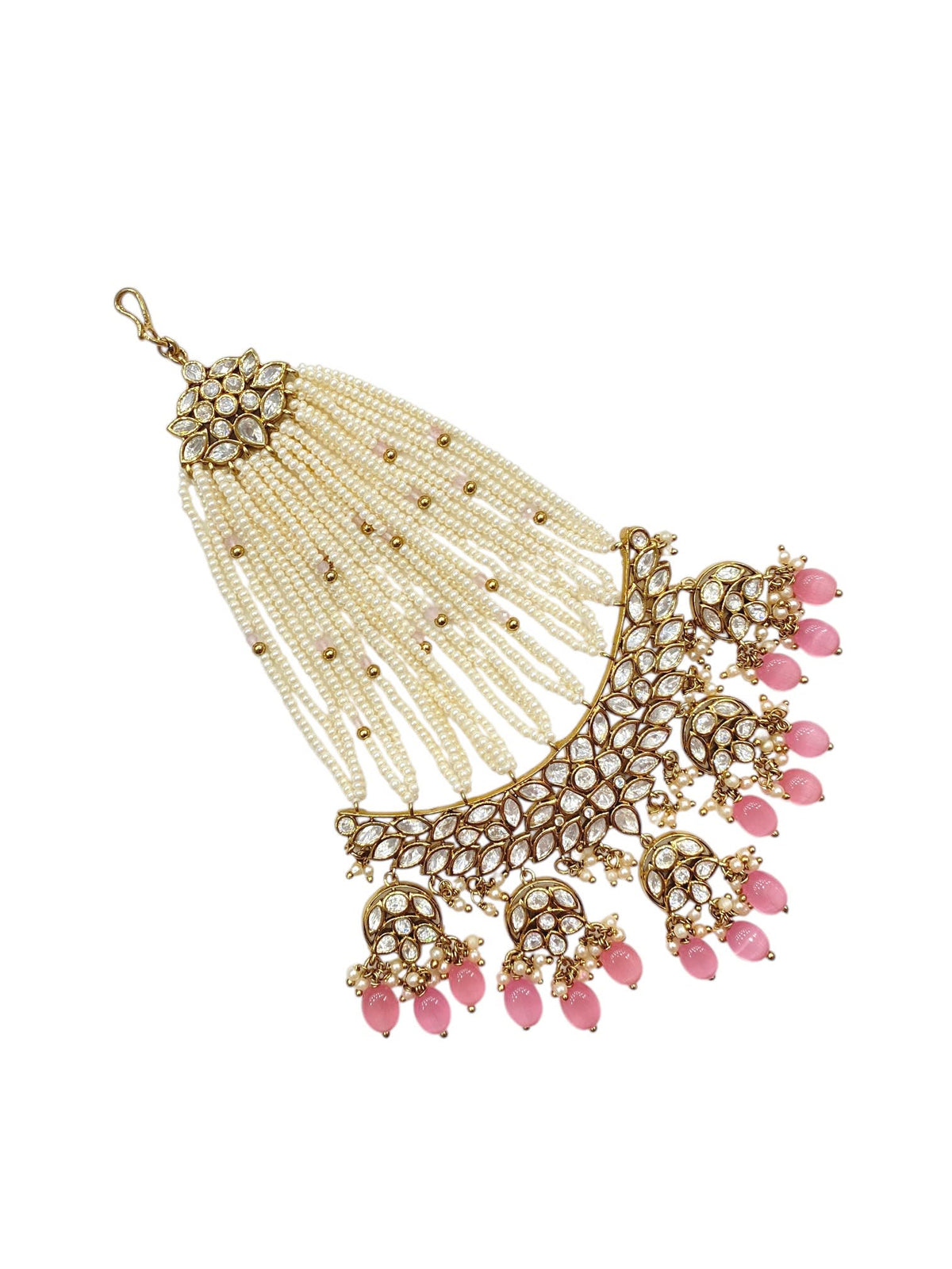 Sirini Antique Polish Pink Polki Passa Royal Bridal Hair Accessory