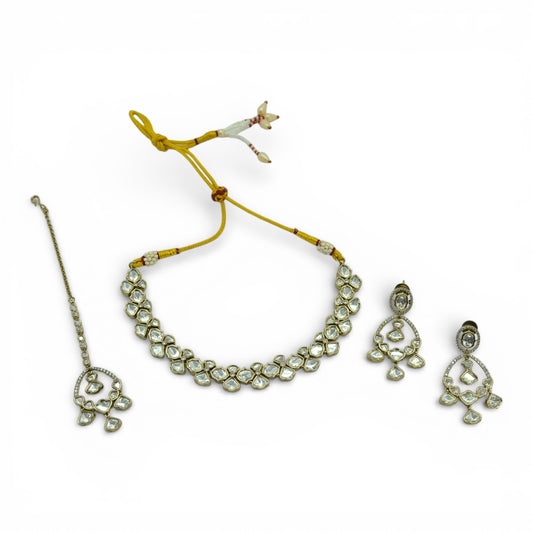 Navratri Mehendi Plated Polki Necklace Set