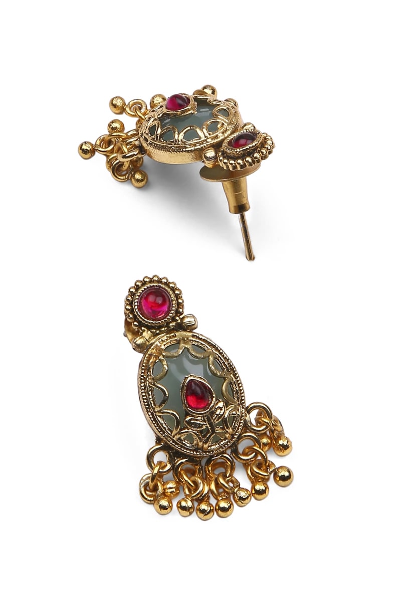 Navratri Brass Kundan Long Set - detail