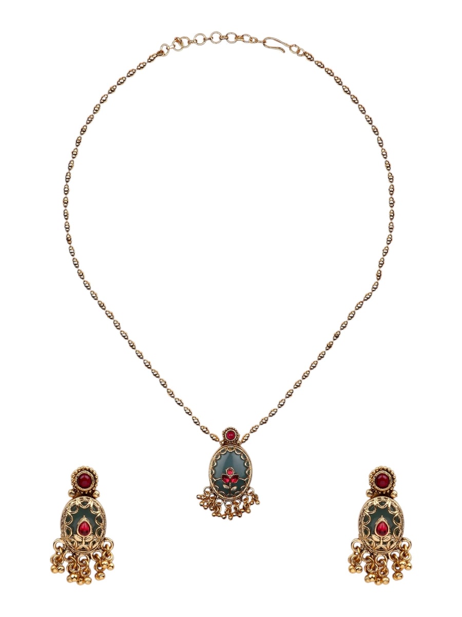 Navratri Brass Kundan Long Set - detail