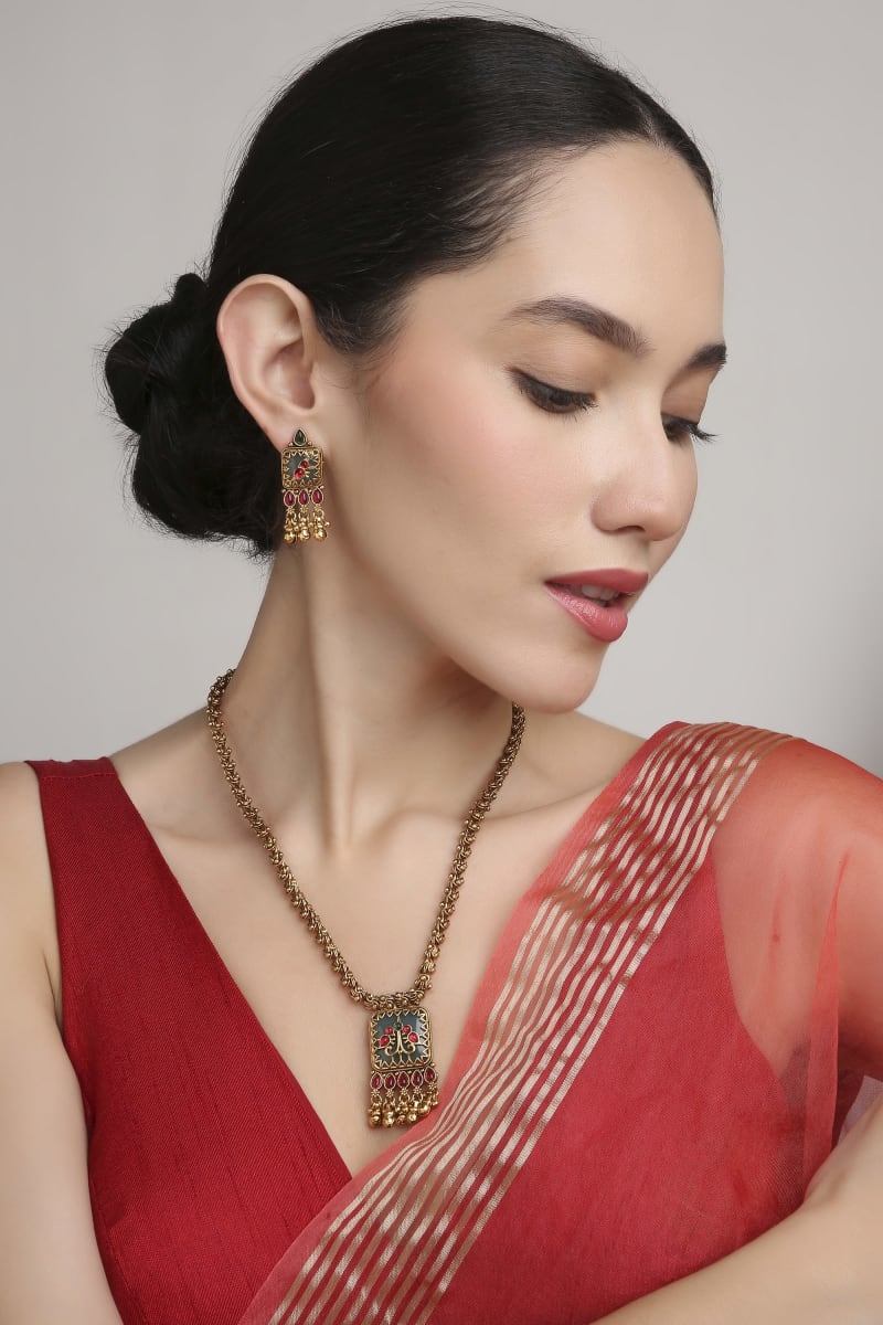 Dulhan Brass Polki Long Haar - detail