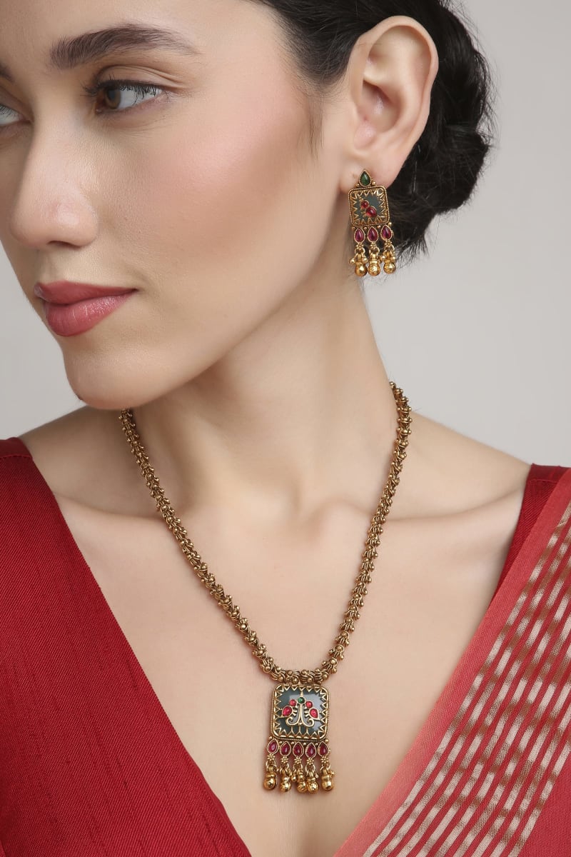 Dulhan Brass Polki Long Haar - detail