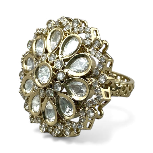Navratri Kundan Statement Ring | Mehendi Finish