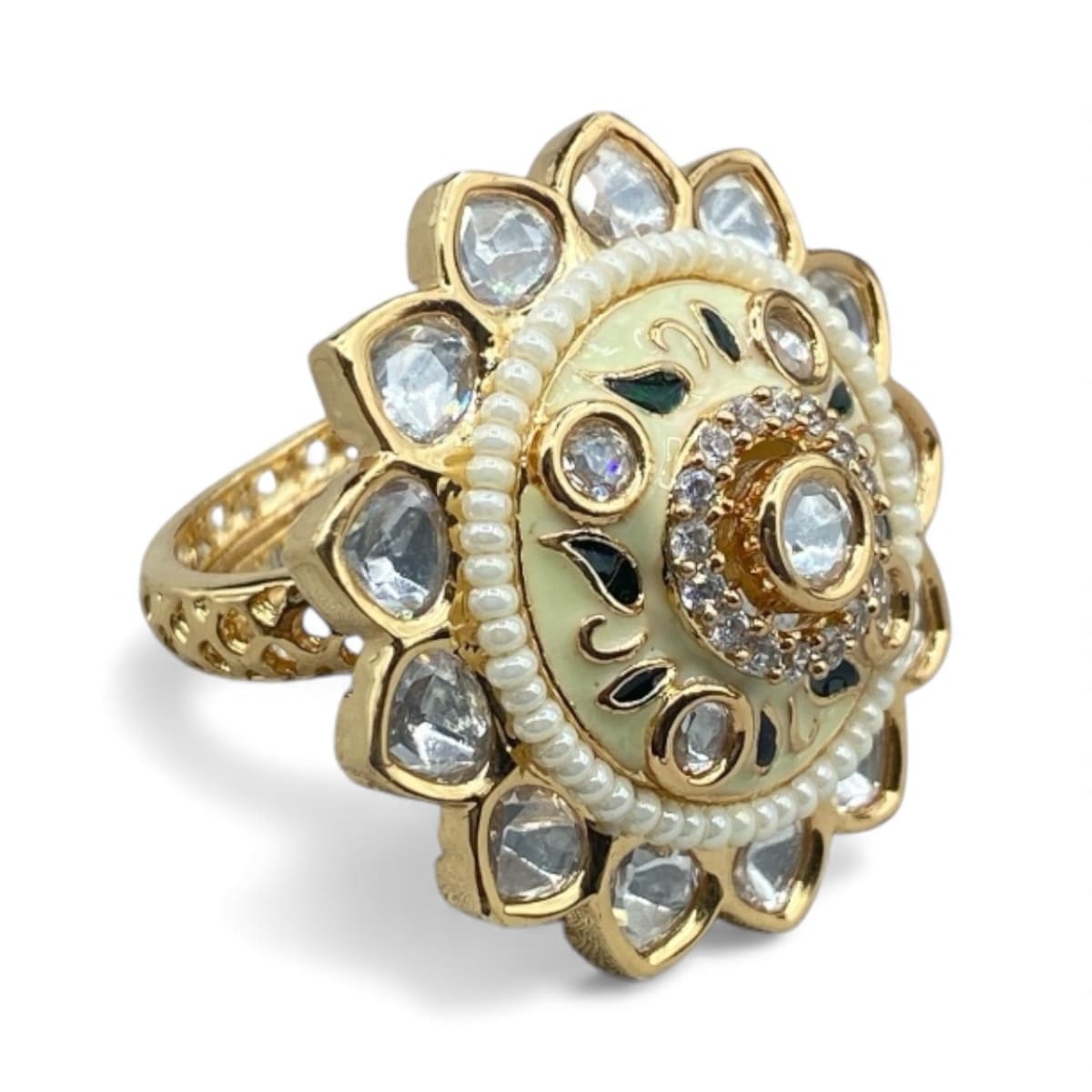Teej Antique Gold Ring Set