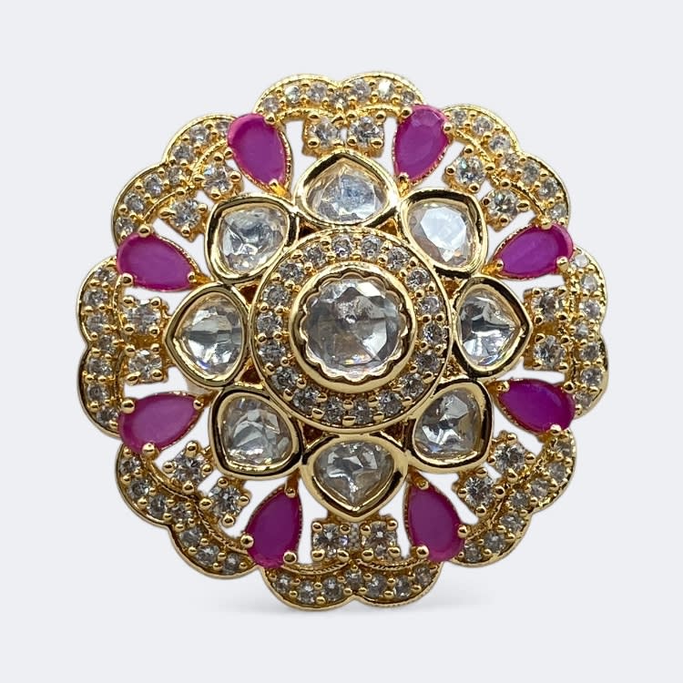 Karva Chauth Polki Cocktail Ring - detail
