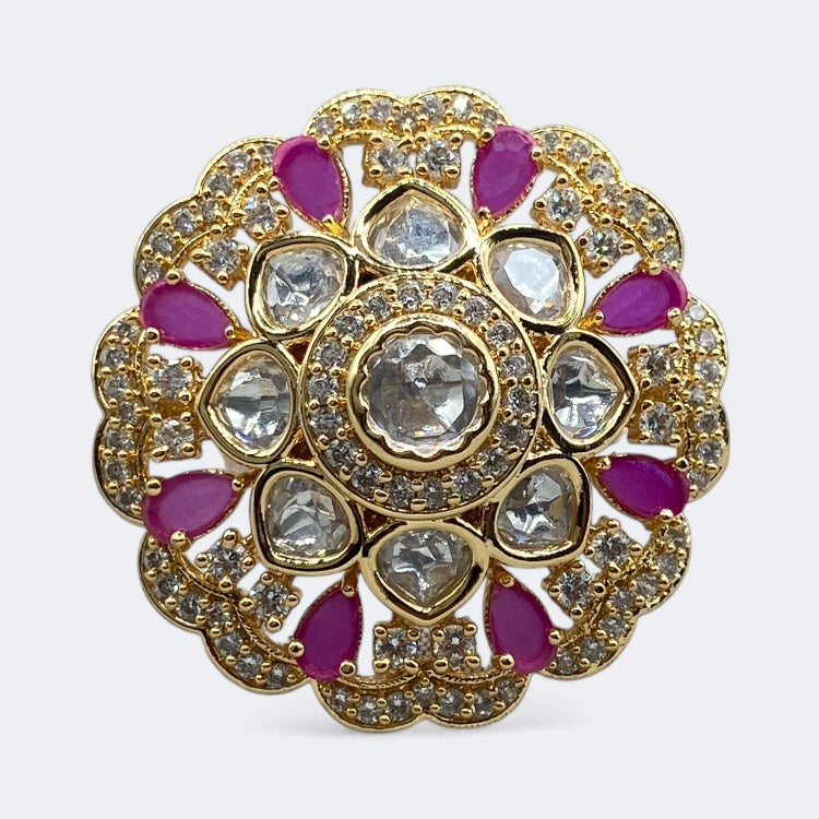 Karva Chauth Polki Cocktail Ring | Ruby