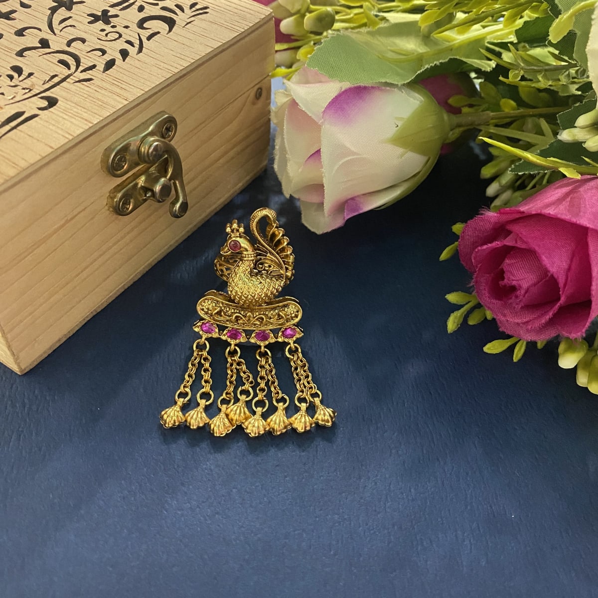 Teej Meenakari Statement Ring - detail