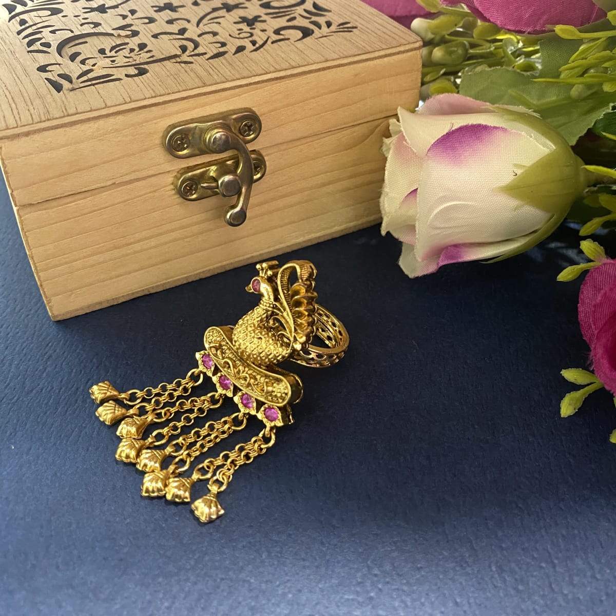 Teej Meenakari Statement Ring - detail