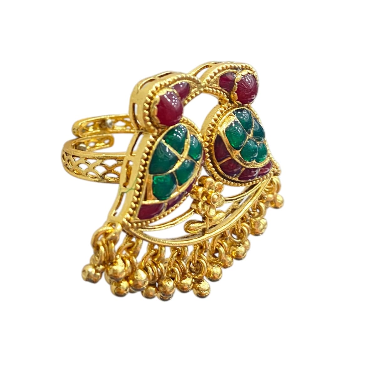 Navratri Antique Gold Ring Set