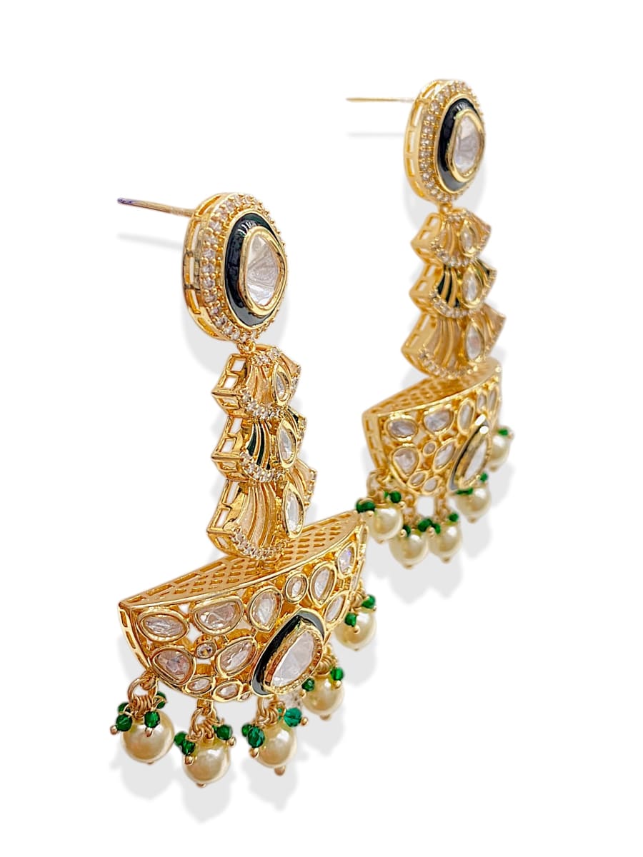Festive Temple Drop Earrings - detail