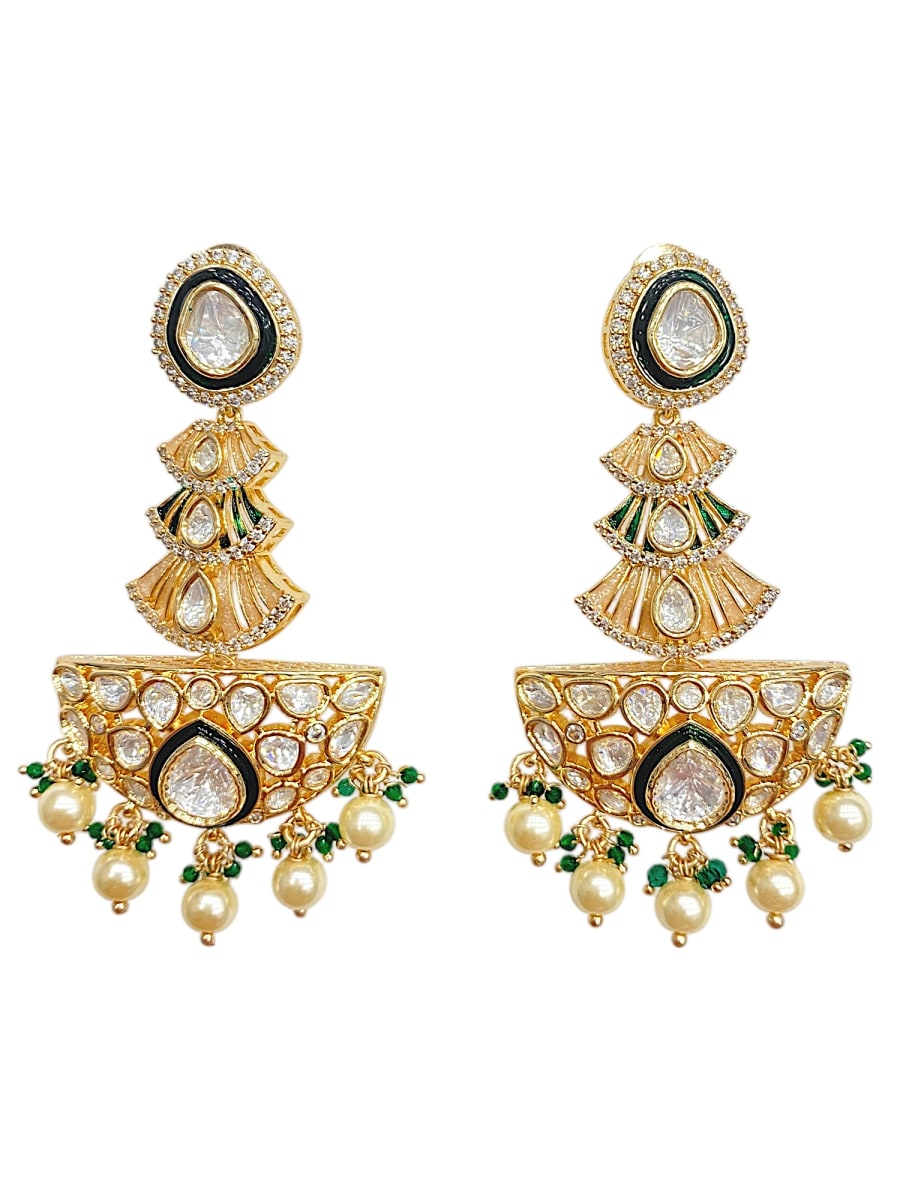 Festive Temple Drop Earrings - detail
