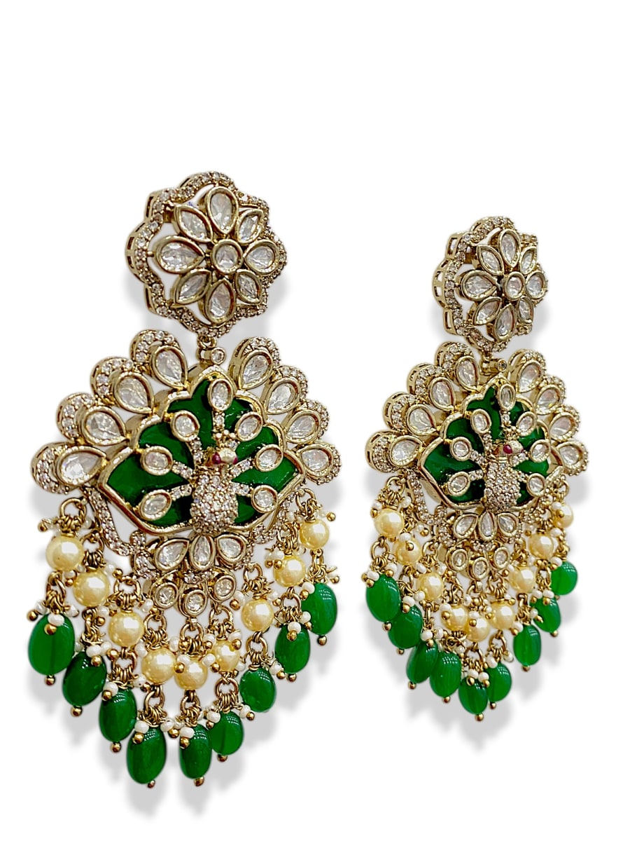 Festive Antique Gold-Plated Chandelier Earrings
