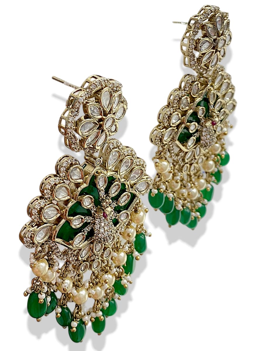 Festive Antique Gold-Plated Chandelier Earrings