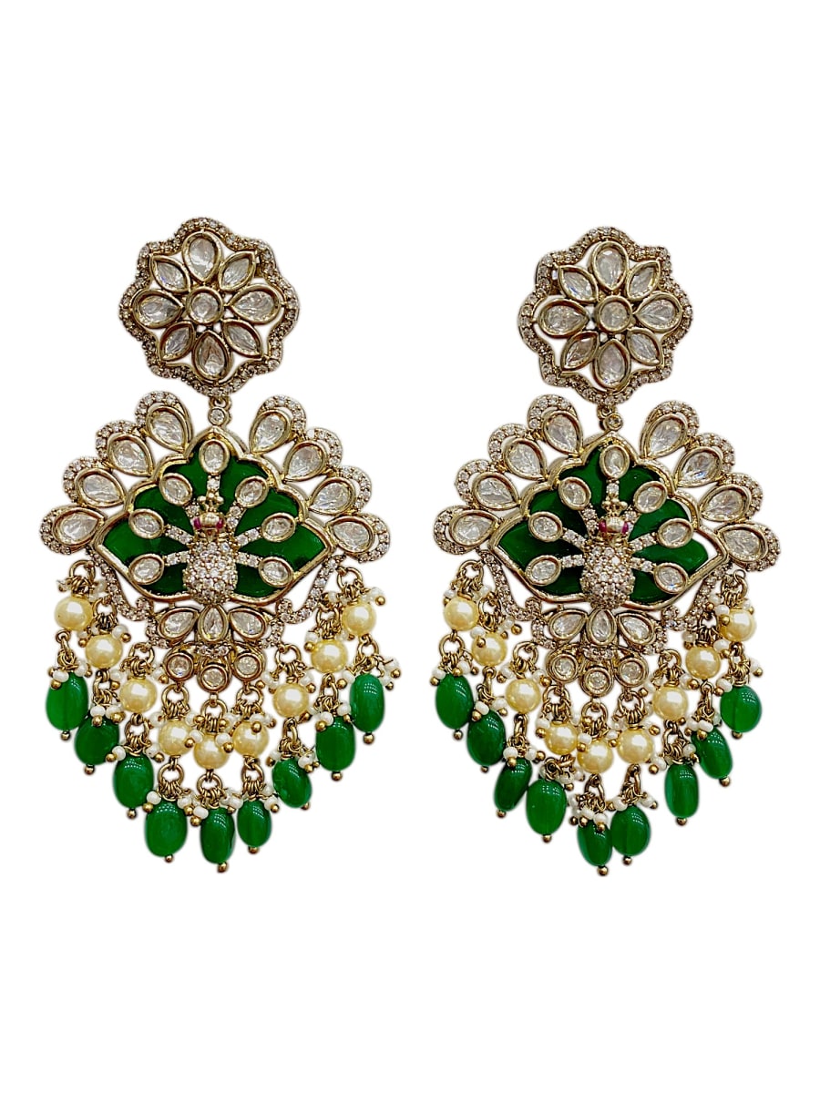 Festive Antique Gold-Plated Chandelier Earrings