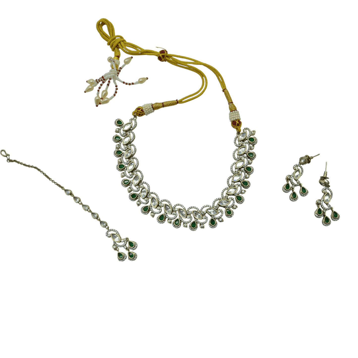 Shimmering Mehendi Plated Green Necklace Set