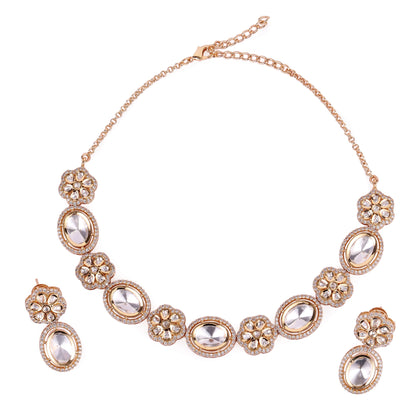 Elegant Necklace Set - White Polki Kundan by Sirini Jewellery, Festive wear - detail
