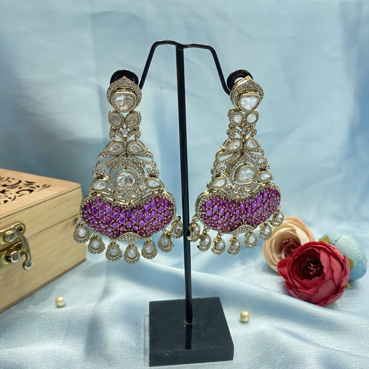 Festive Kundan Jhumkas