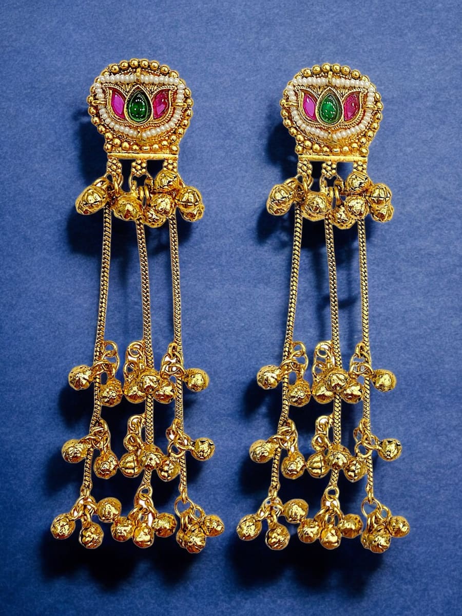 Puja Kundan Chandbali Earrings - detail