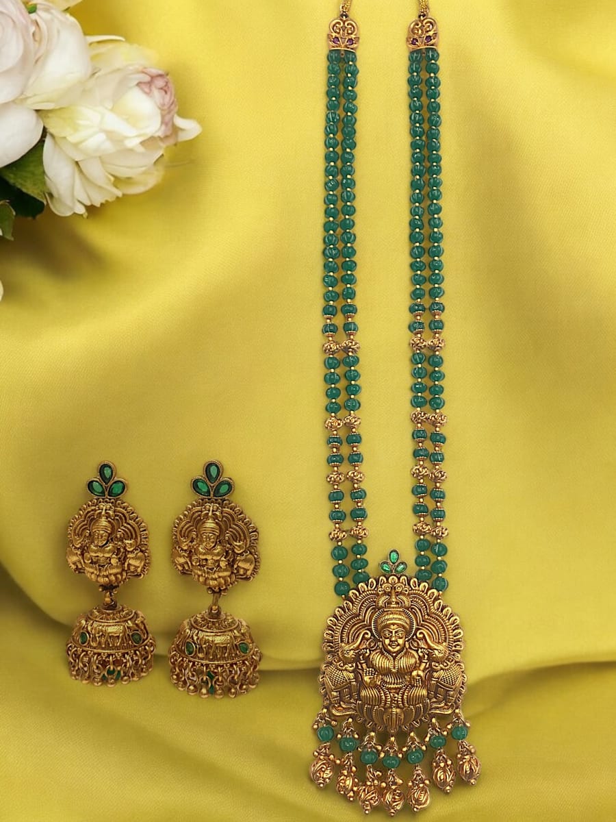 Bridal Green Beads Long Haar