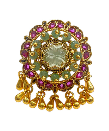 Festive Kundan Cocktail Ring Finger Rings by Sirini Jewellery, Bridal wear - detail