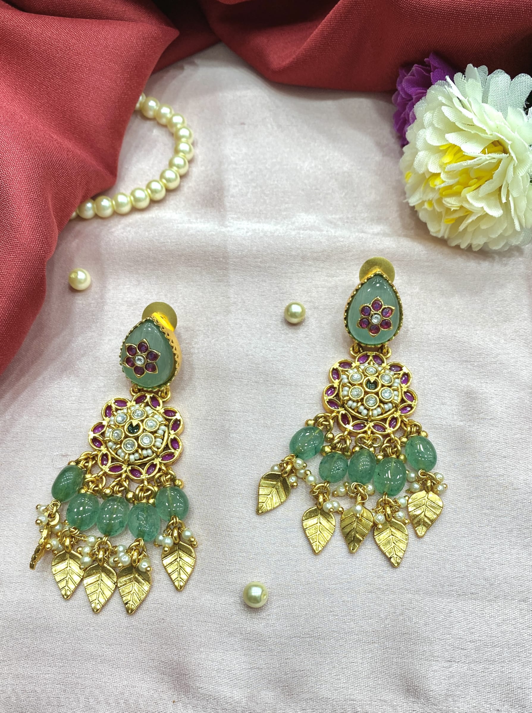 Bridal Antique Gold Chandelier Earrings