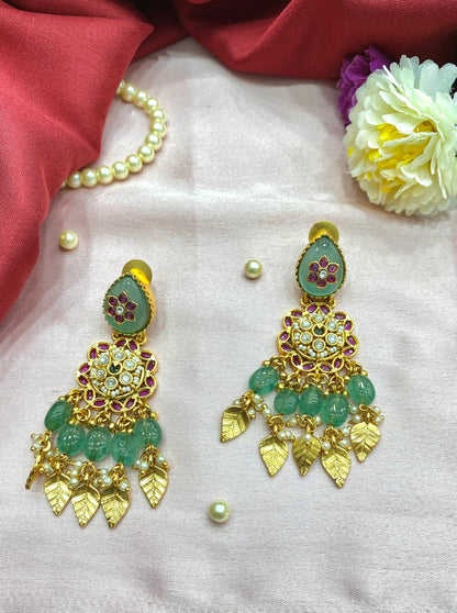 Bridal Antique Gold-Plated Chandelier Earrings by Sirini Jewellery, Bridal wear - detail