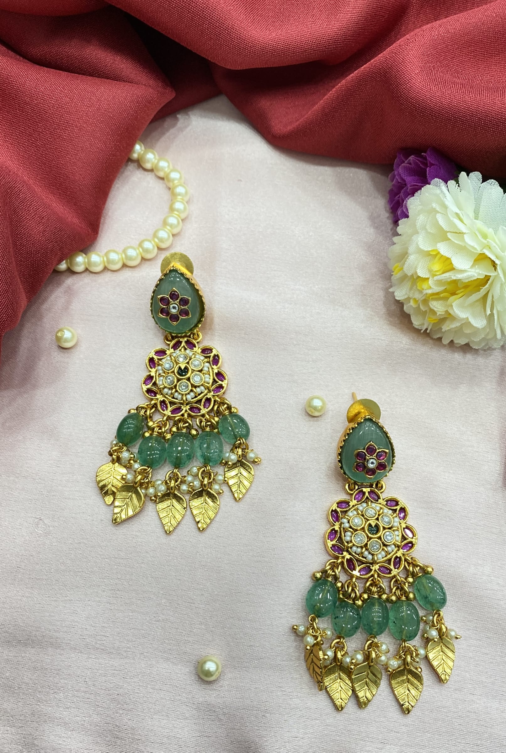 Bridal Antique Gold Chandelier Earrings