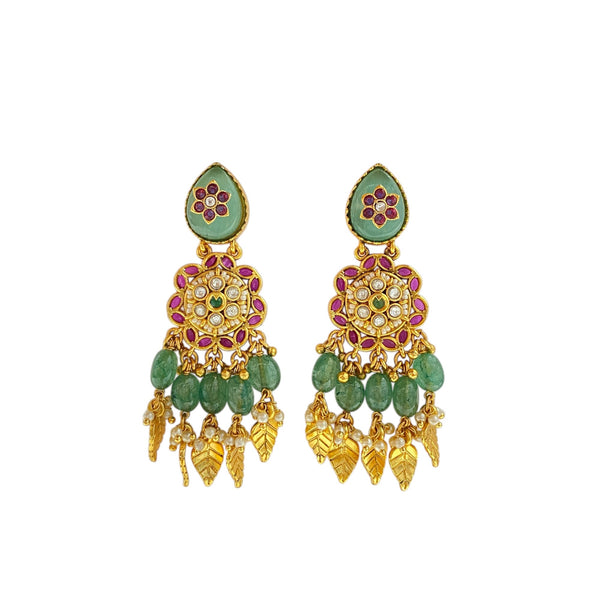 Bridal Antique Gold-Plated Chandelier Earrings