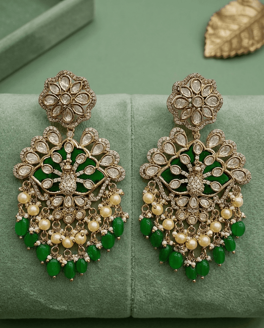 Festive Antique Gold-Plated Chandelier Earrings