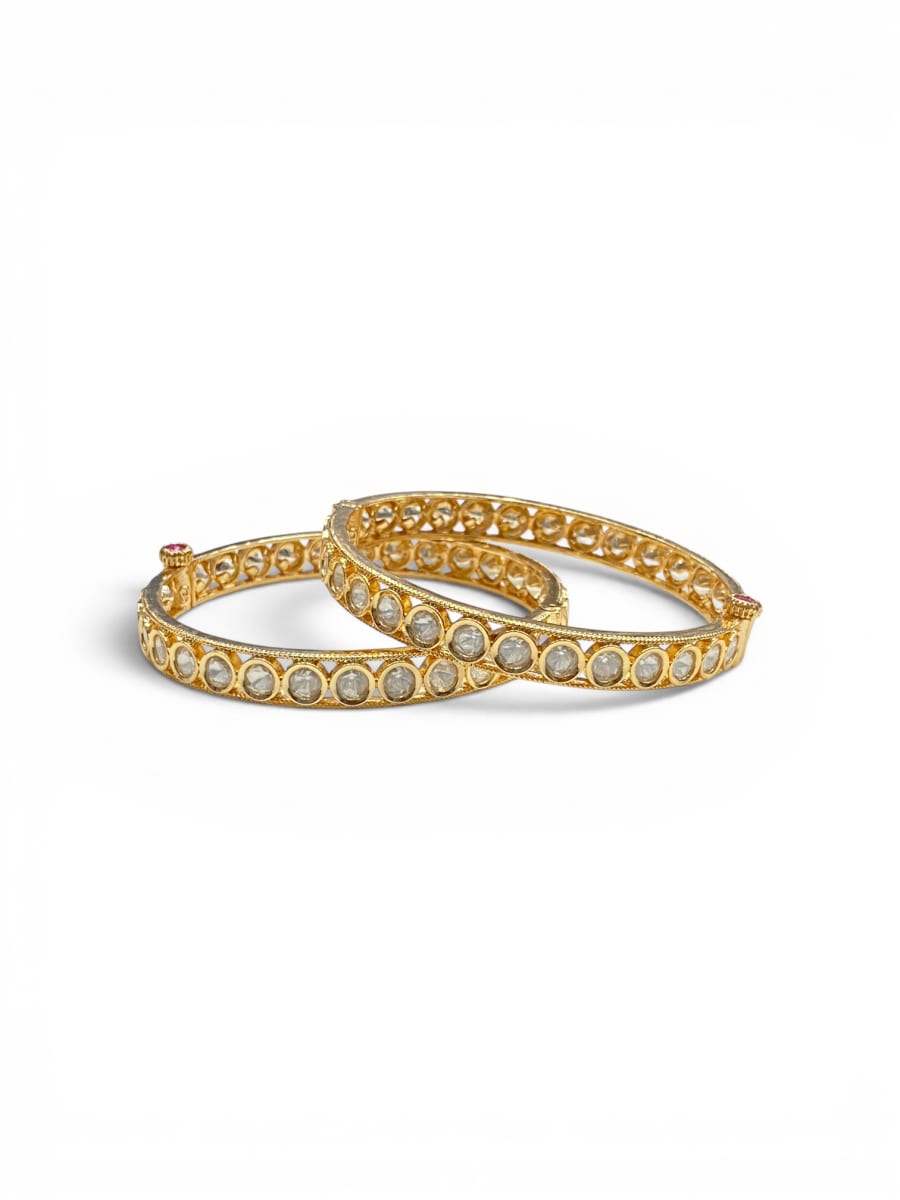 Kundan Glow Minimal Bangles - detail