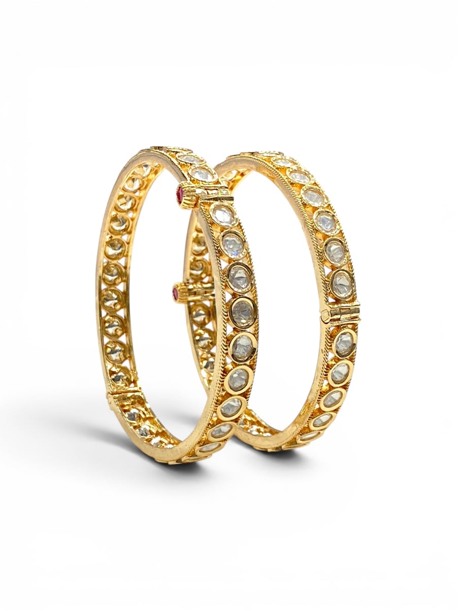 Kundan Glow Minimal Bangles - detail