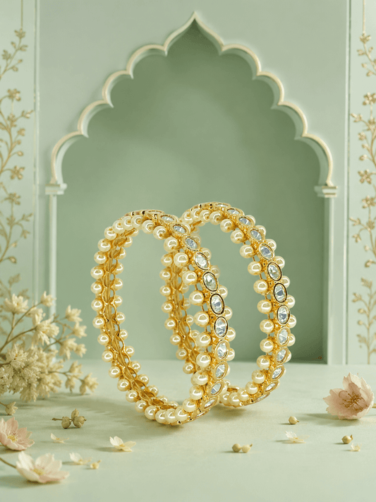 Festive Kundan and Pearl Bangles