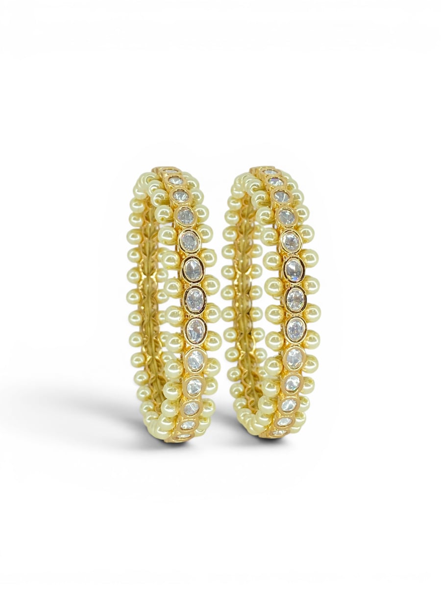 Festive Kundan and Pearl Bangles