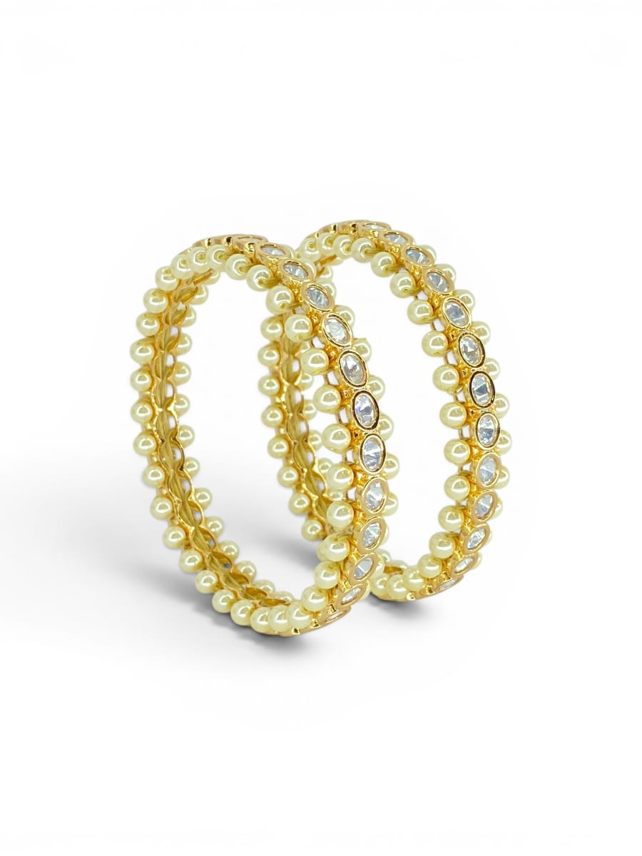 Festive Kundan and Pearl Bangles