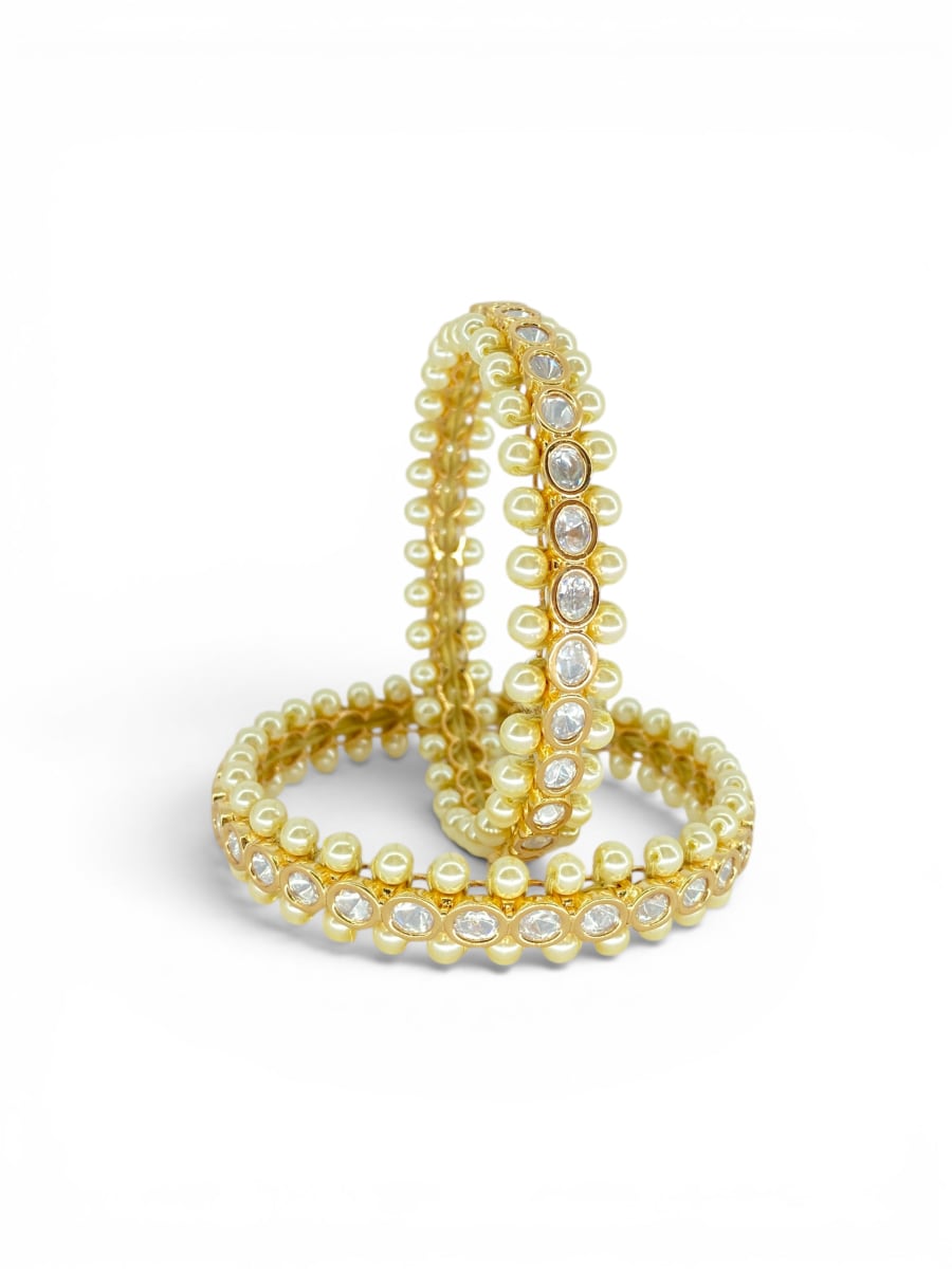 Festive Kundan and Pearl Bangles