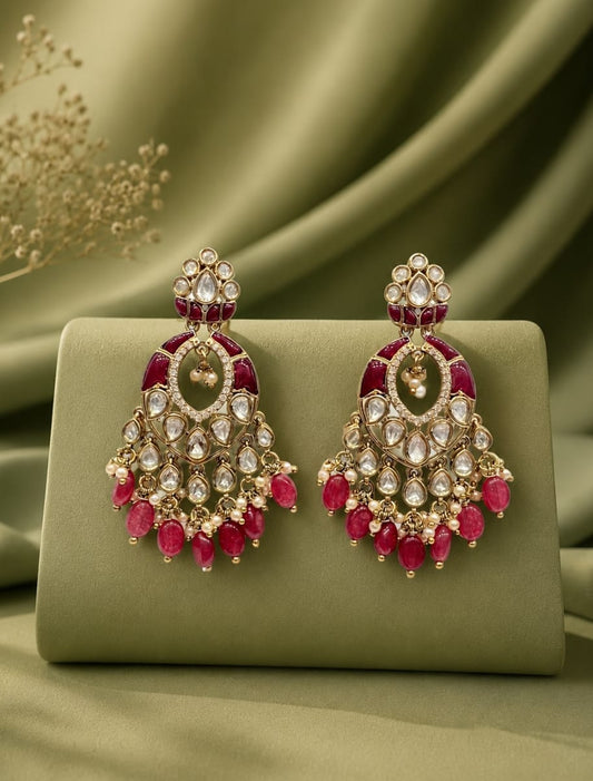 Festive Kundan Meenakari Earrings