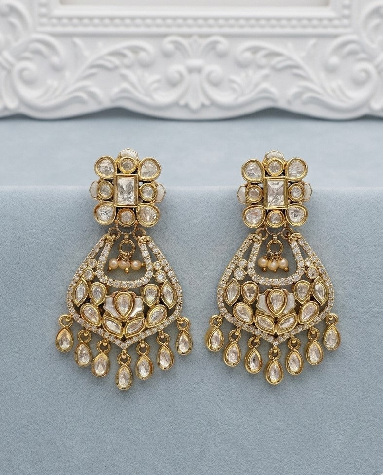 Festive Unshaped Kundan Earrings