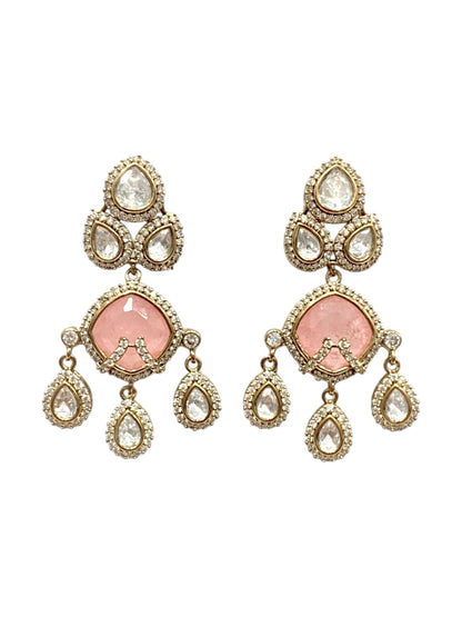 Elegant Shine Ruby Danglers - Ruby Polki Kundan Earrings by Sirini Jewellery, Festive wear - detail
