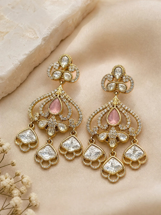 Elegant Pink Statement Danglers