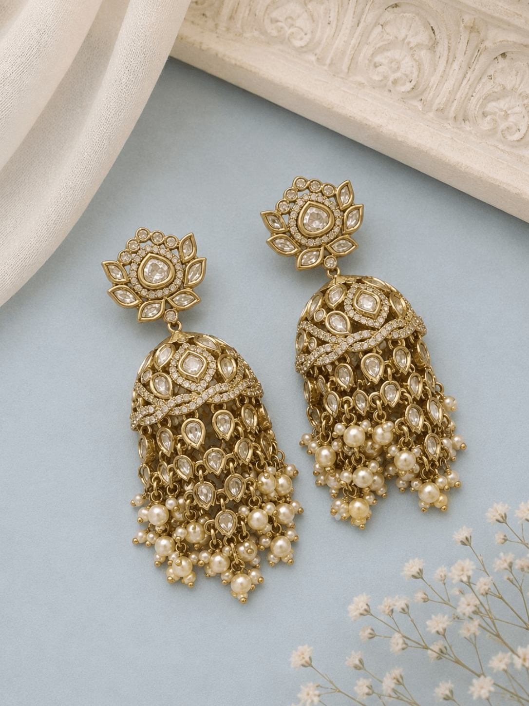 Lavish Kundan Jhumkis