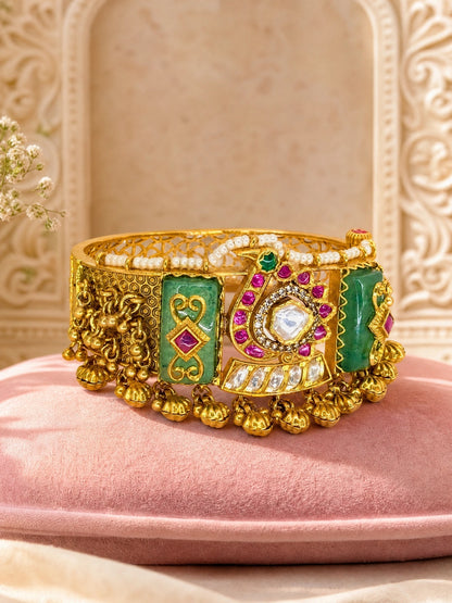 Rajwadi Emerald Charm Kada by Sirini Jewellery
