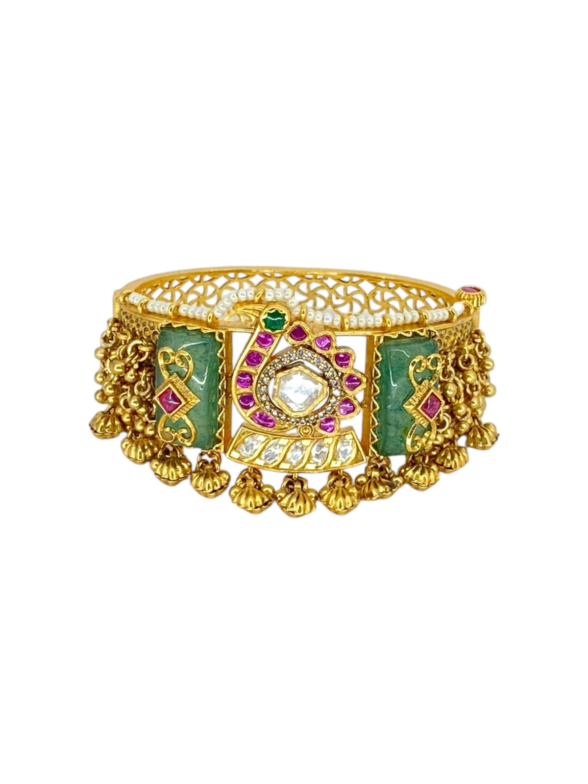 Rajwadi Emerald Charm Kada