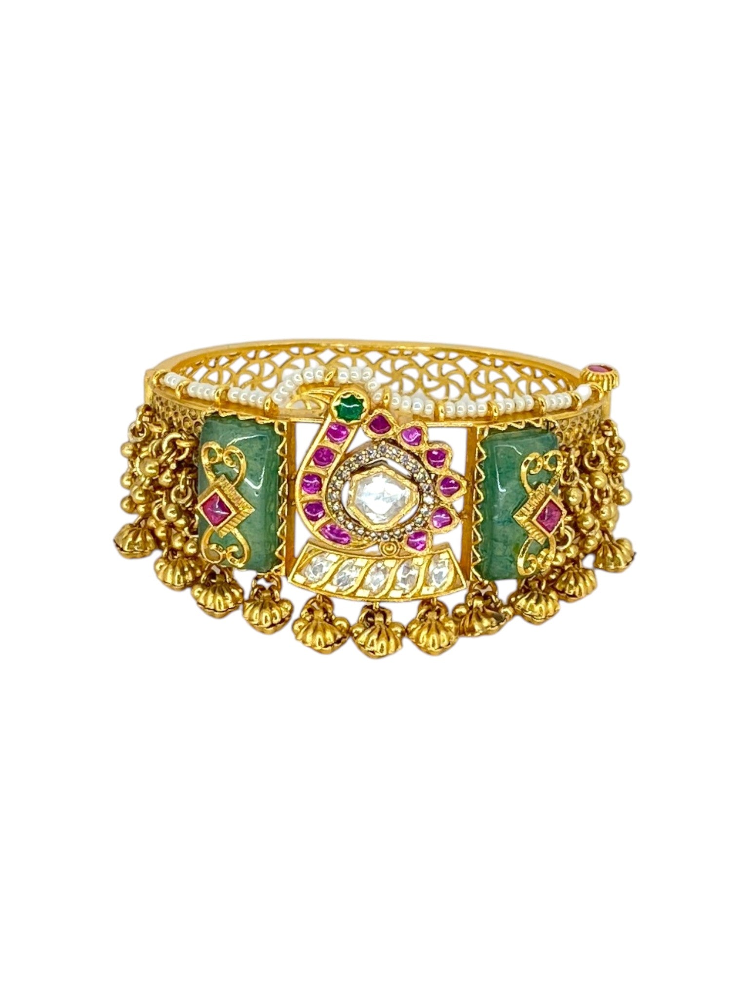Rajwadi Emerald Charm Kada