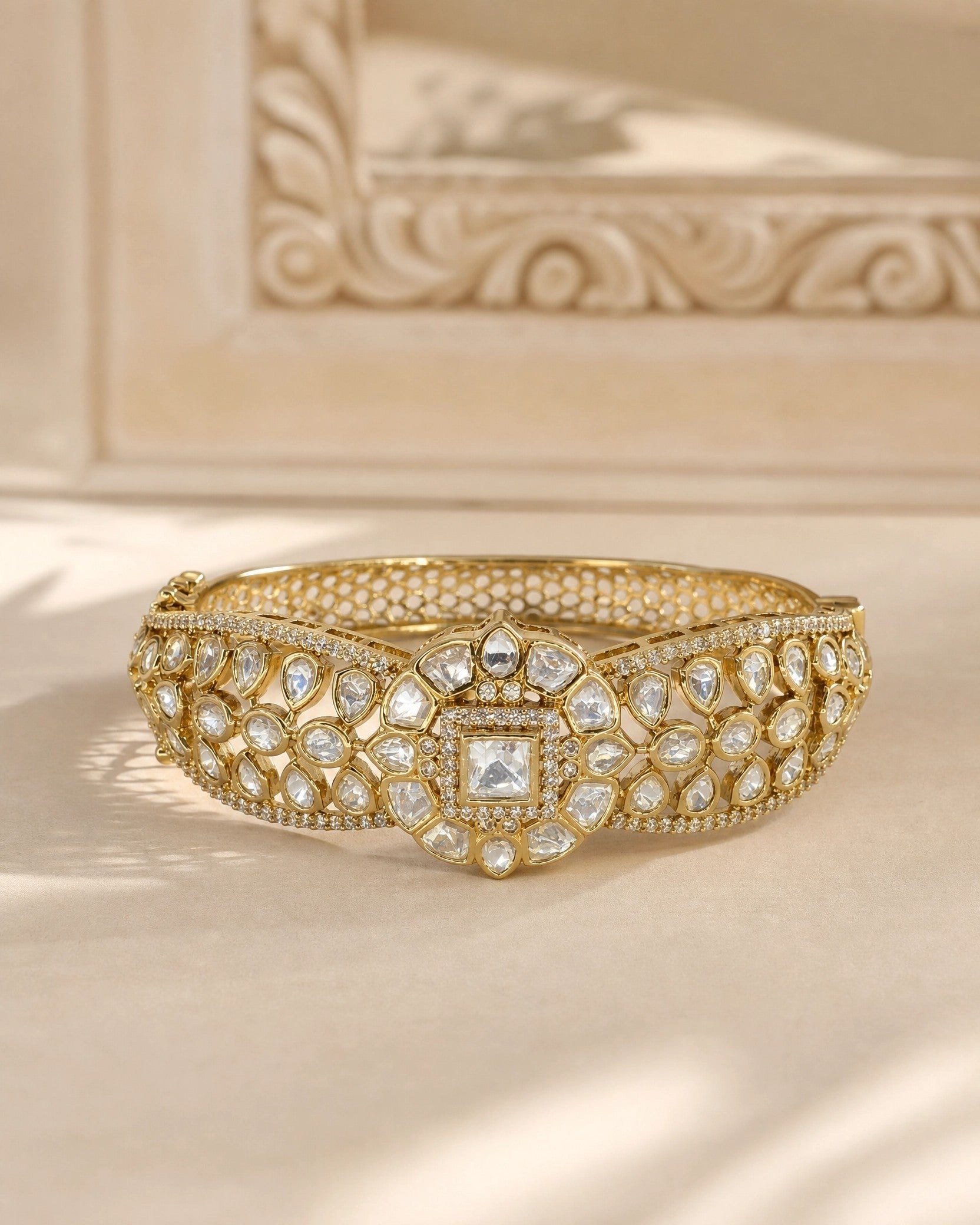 Pink Square Cut Polki Elegance Bracelet
