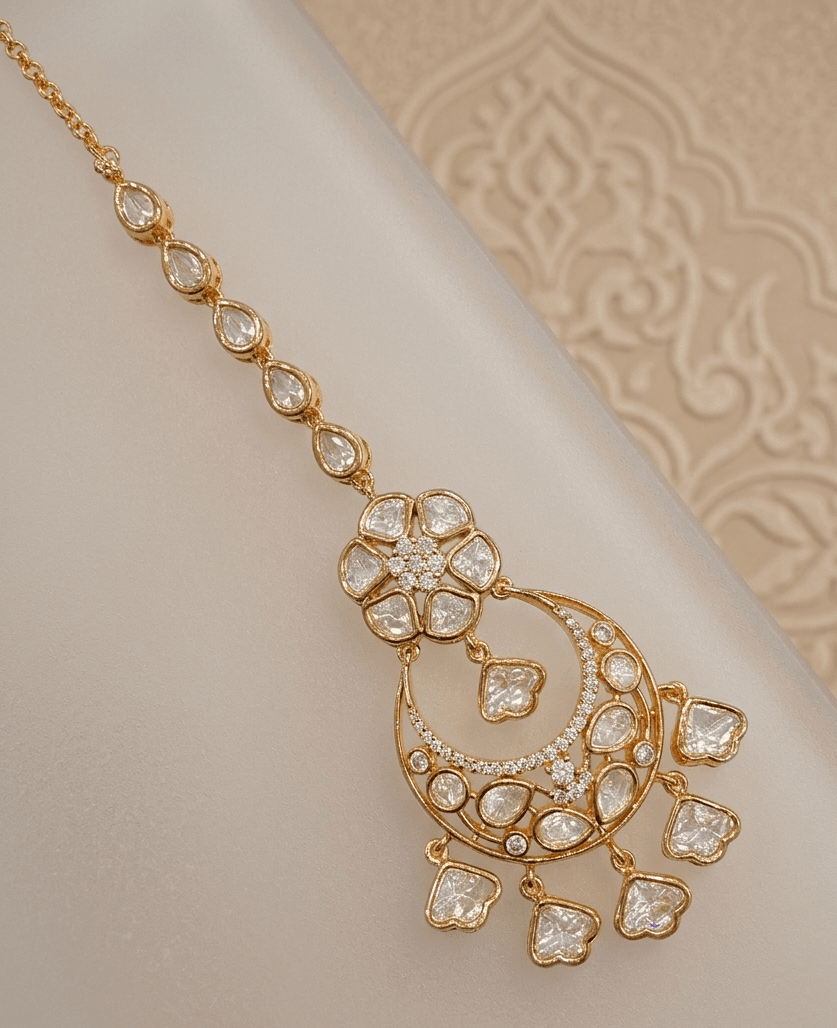 White Kundan Maang Tikka For Women